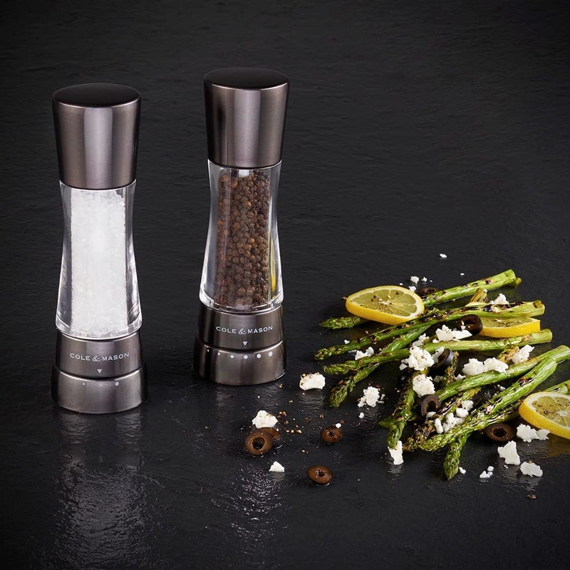 Cole & Mason Derwent Salt and Pepper Grinder Set - Refillable Salt & Pepper Grinder Set with Gourmet Precision Mechanisms - Kitchen Accessories for Cooking - Gift Set, Iron Grey - Image 2